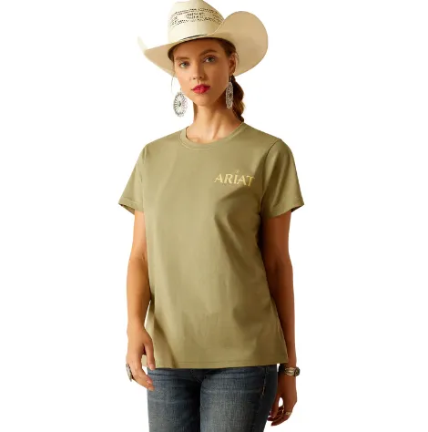 10048683 Ariat Women's Desert Scene T Shirt Oil Green