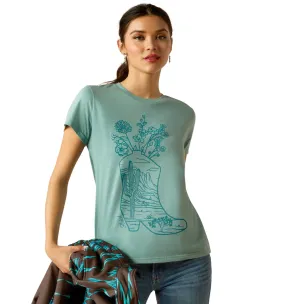 10052543 Ariat Women's Garden Boot SS Tee Ocean Blue Heather