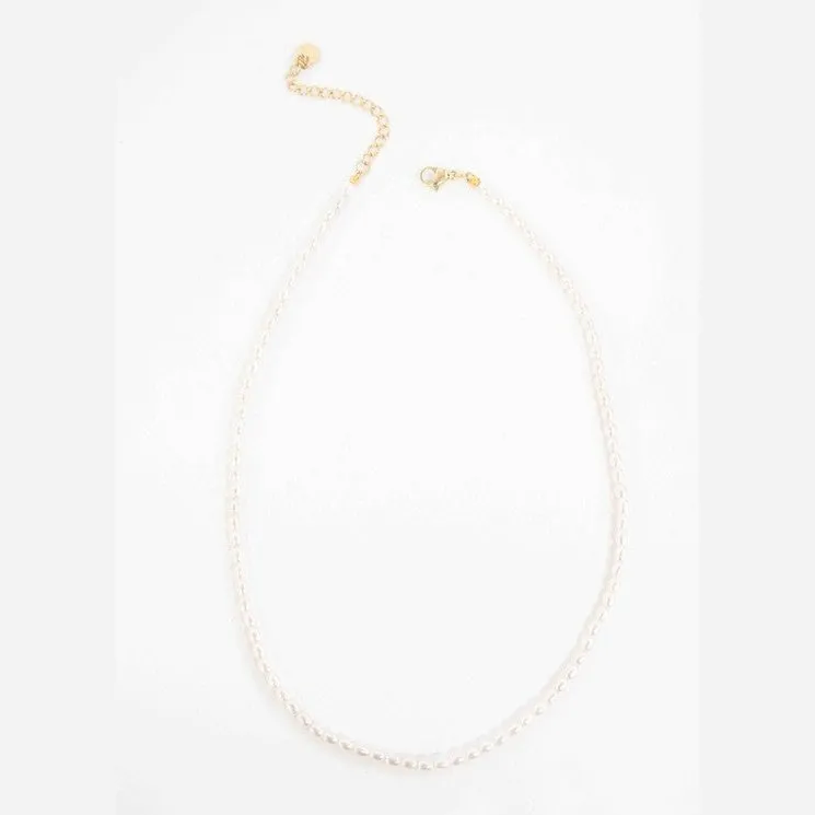 14K Gold over Stainless Steel Faux Pearl Strand Necklace
