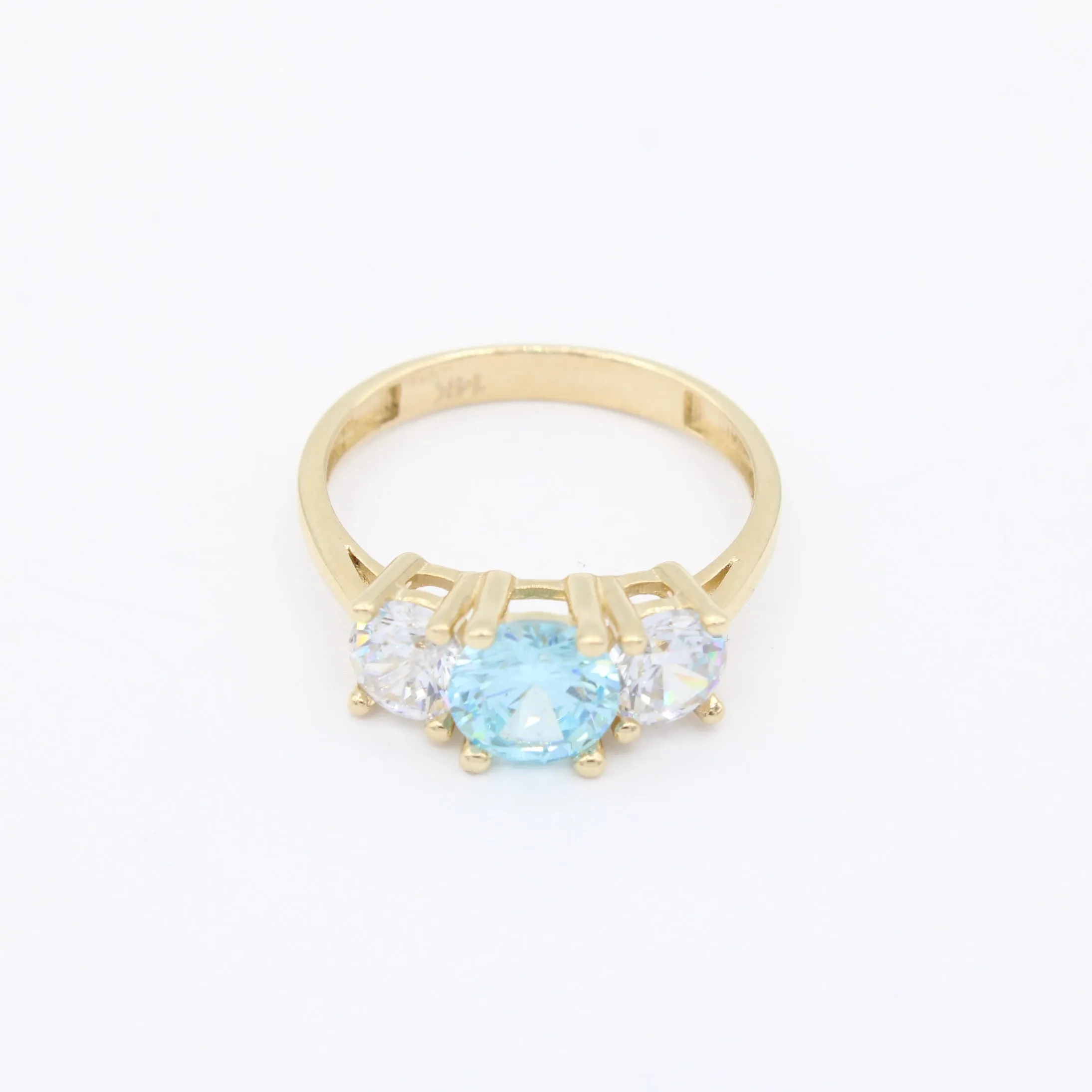 14K Women's CZ Light Blue Stone Ring JTJ™