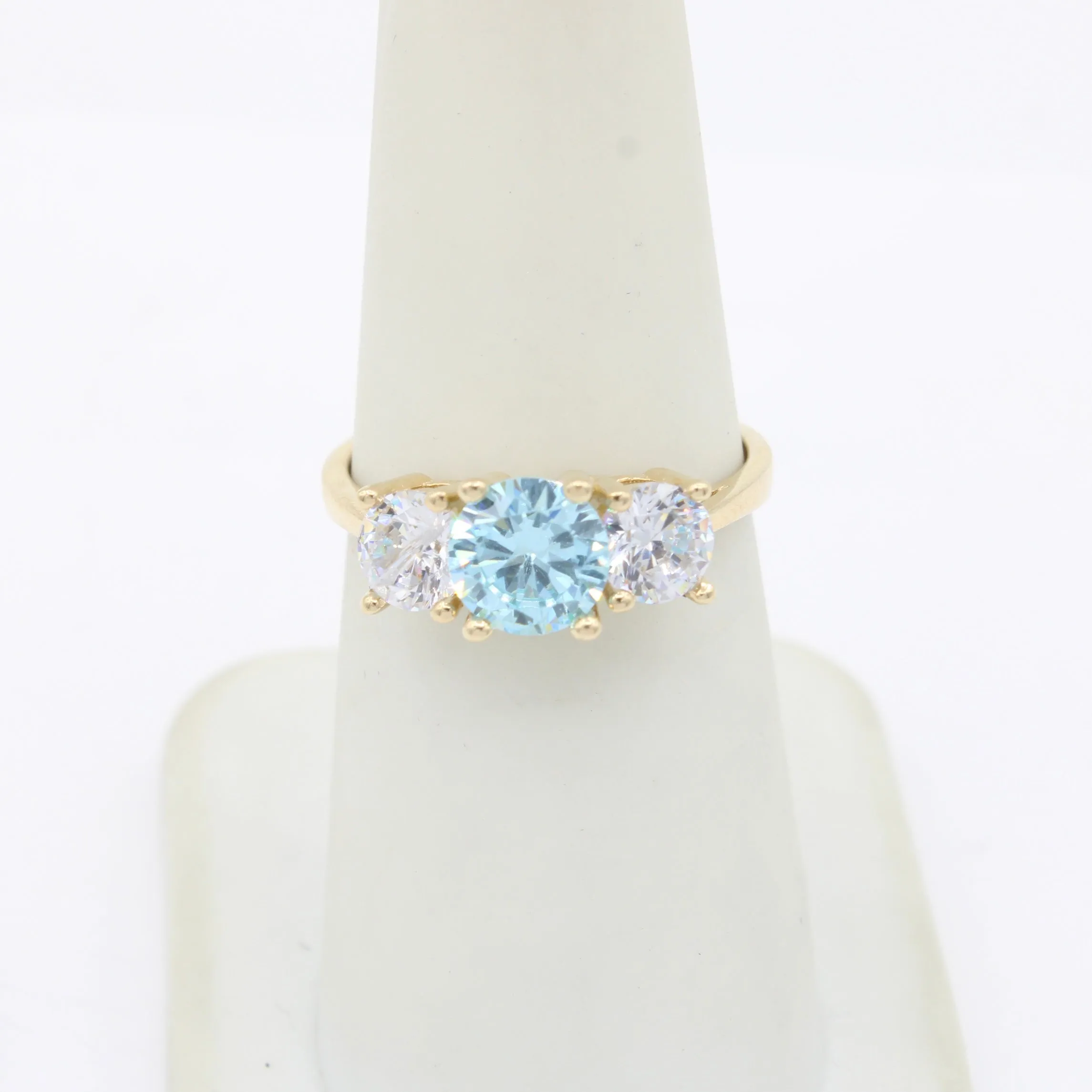 14K Women's CZ Light Blue Stone Ring JTJ™