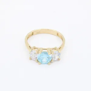 14K Women's CZ Light Blue Stone Ring JTJ™