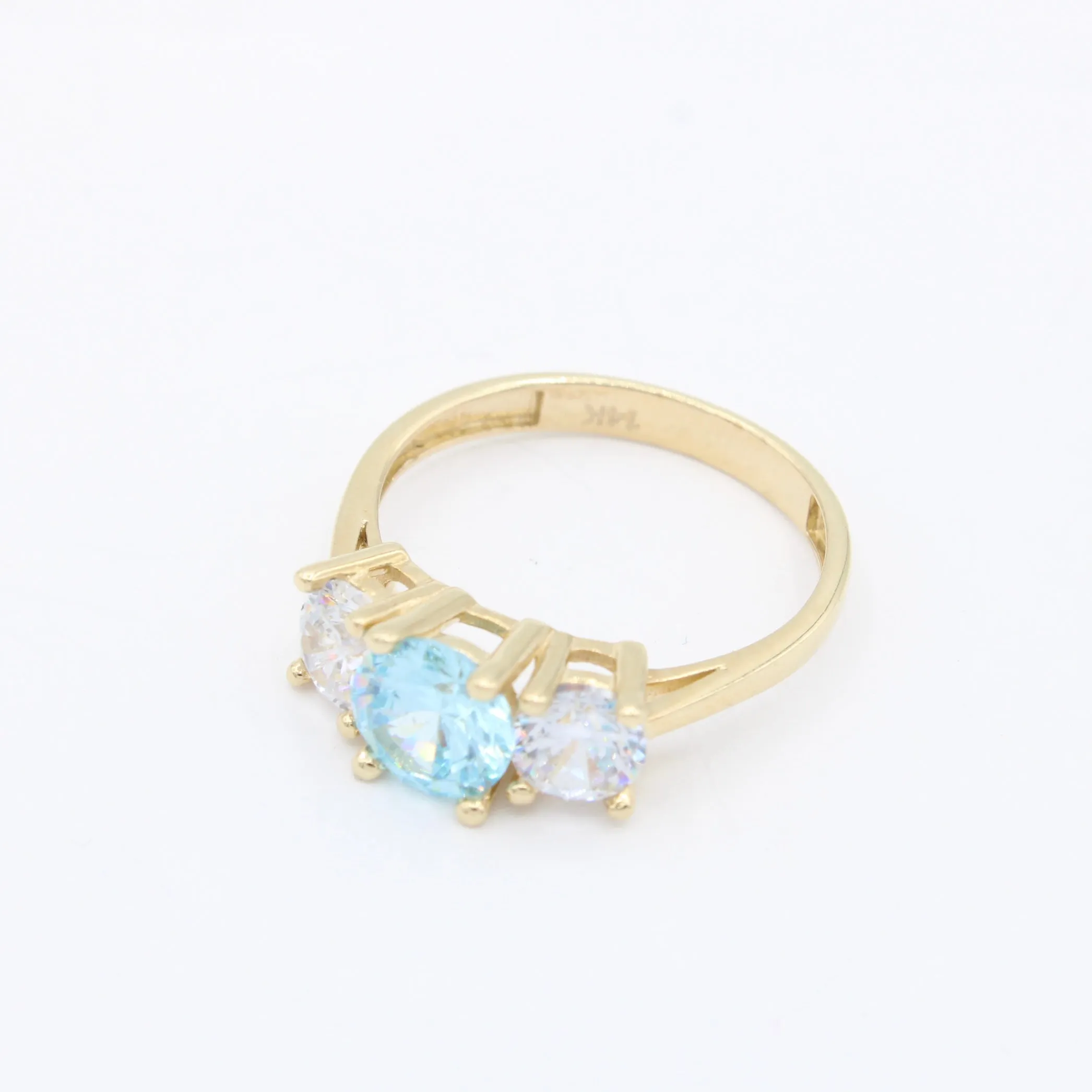 14K Women's CZ Light Blue Stone Ring JTJ™