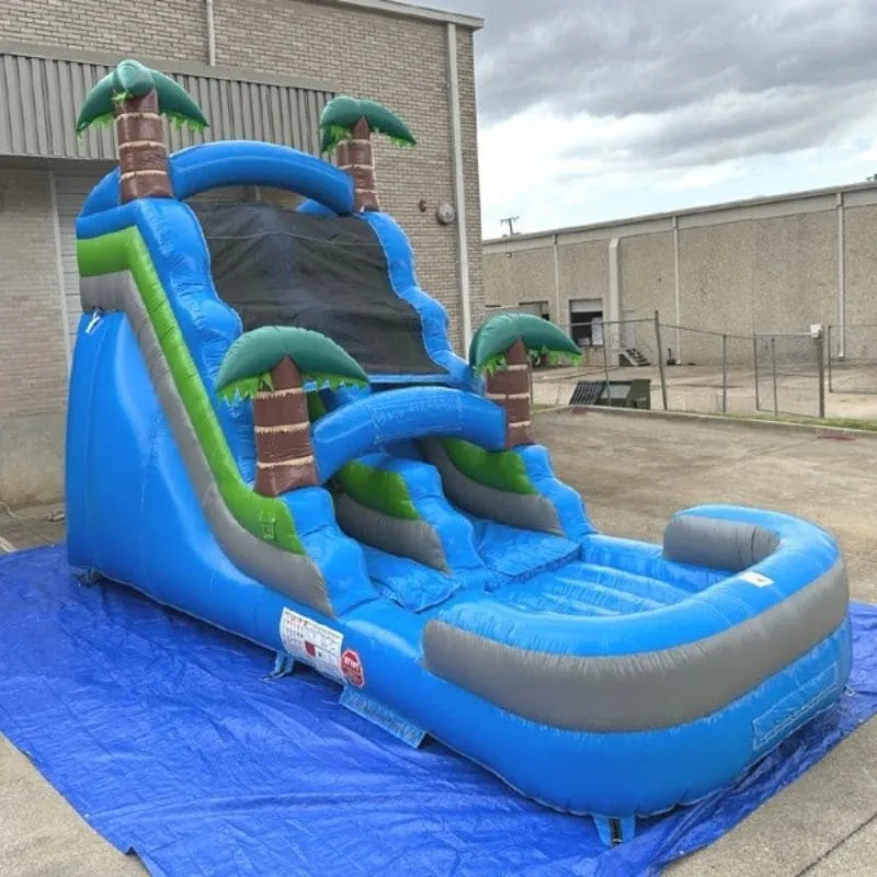 15'H Blue Water Slide Dura-Lite Wet n Dry in Green and Blue