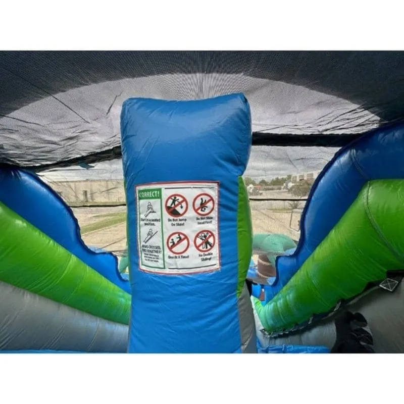 15'H Blue Water Slide Dura-Lite Wet n Dry in Green and Blue