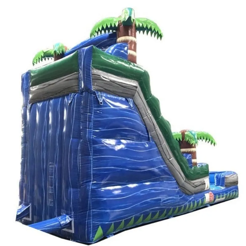18'H Blue Slide Wet n Dry with Palm Trees