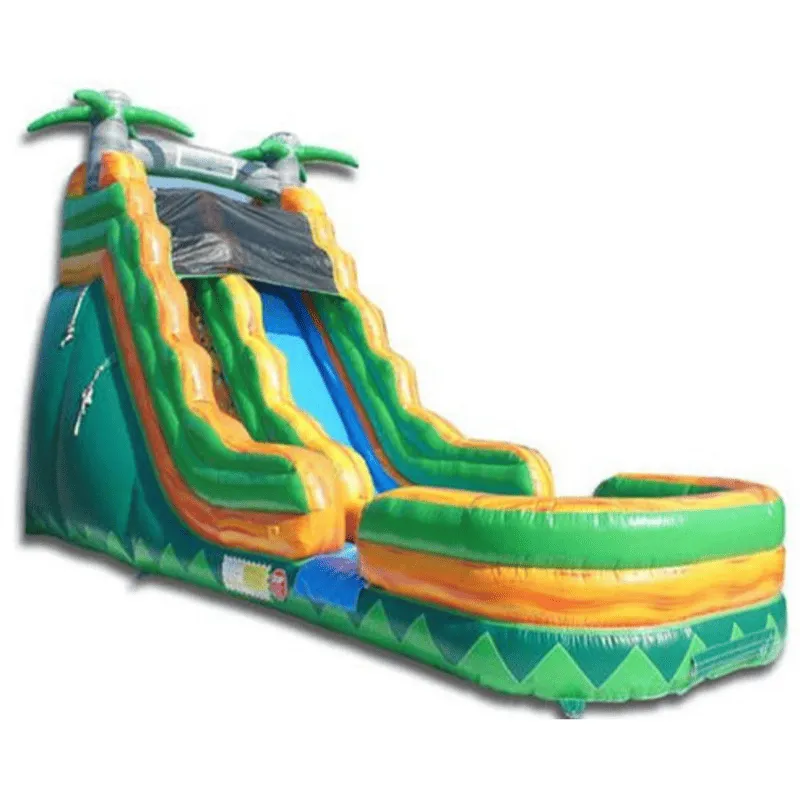 19'H Palm Tree Slide Wet n Dry in Green and Yellow