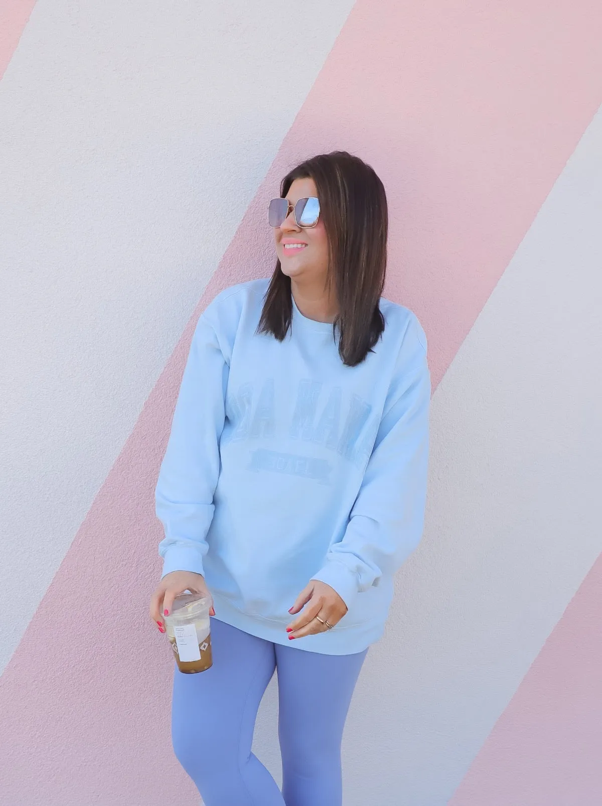 30A Mama Varsity Sweatshirt Light Blue