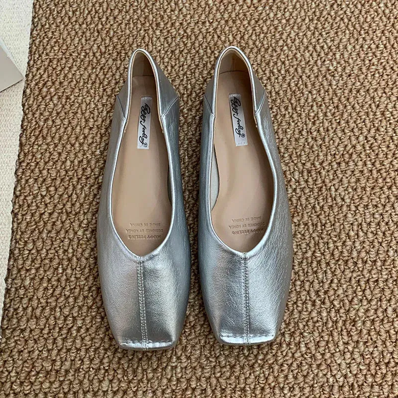 ADVBRIDGE  -  Spring New Brand Women Flat Shoes Fashion Round Toe Shallow Slip oN Ballerinas Shoes Soft Low Heel Boat Shoes New Woman Shoes