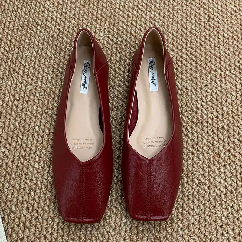 ADVBRIDGE  -  Spring New Brand Women Flat Shoes Fashion Round Toe Shallow Slip oN Ballerinas Shoes Soft Low Heel Boat Shoes New Woman Shoes