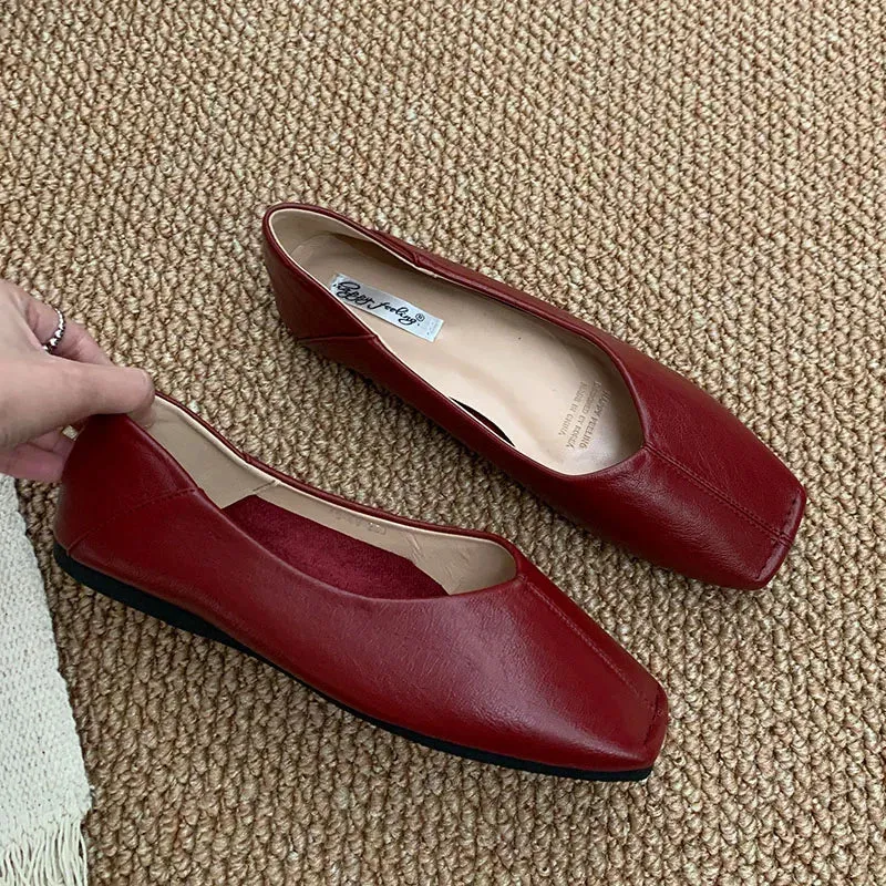 ADVBRIDGE  -  Spring New Brand Women Flat Shoes Fashion Round Toe Shallow Slip oN Ballerinas Shoes Soft Low Heel Boat Shoes New Woman Shoes