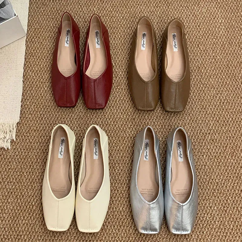 ADVBRIDGE  -  Spring New Brand Women Flat Shoes Fashion Round Toe Shallow Slip oN Ballerinas Shoes Soft Low Heel Boat Shoes New Woman Shoes
