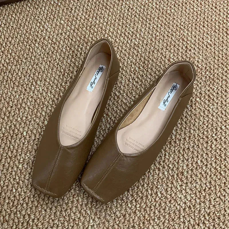 ADVBRIDGE  -  Spring New Brand Women Flat Shoes Fashion Round Toe Shallow Slip oN Ballerinas Shoes Soft Low Heel Boat Shoes New Woman Shoes