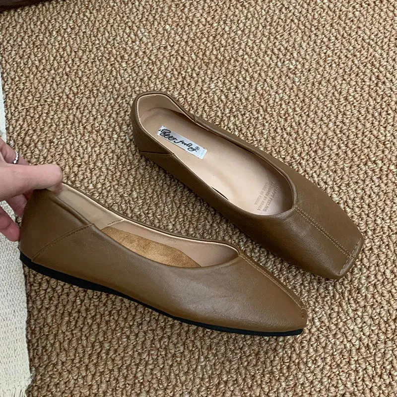 ADVBRIDGE  -  Spring New Brand Women Flat Shoes Fashion Round Toe Shallow Slip oN Ballerinas Shoes Soft Low Heel Boat Shoes New Woman Shoes
