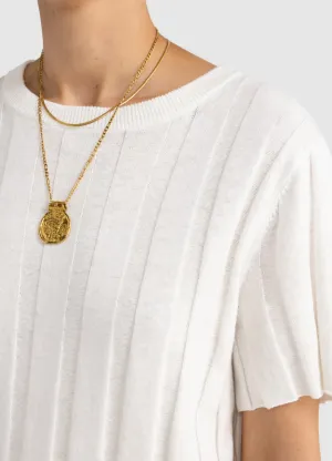 Amara Relaxed Knit T-Shirt (White)