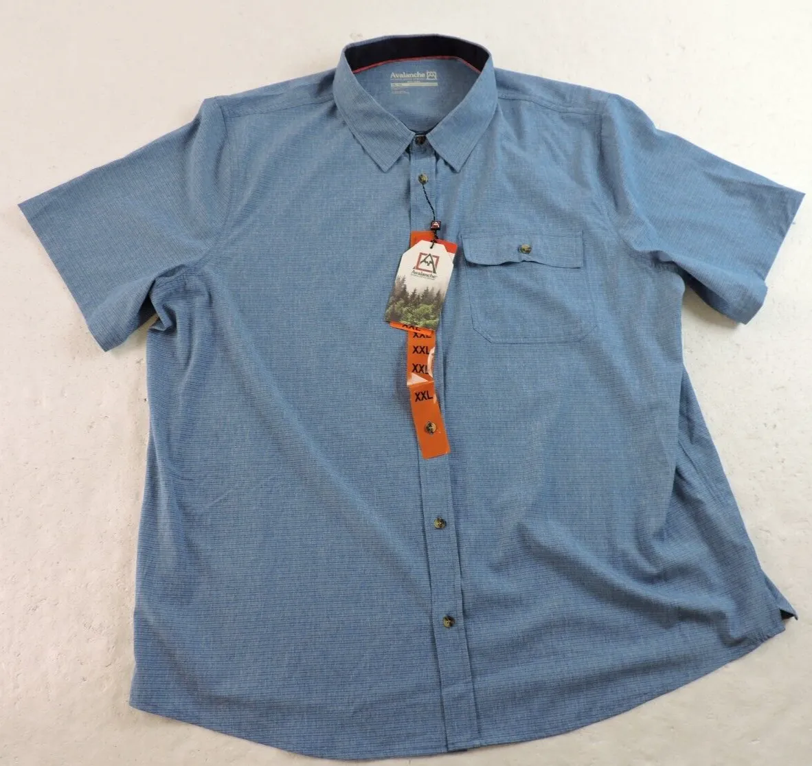 AVALANCHE Mens Short Sleeve Woven Shirt MEDIUM Relaxed BLUE Stretch Breathable
