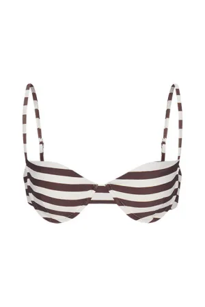 Balconette Underwire Bikini Top in Espresso Even Stripes