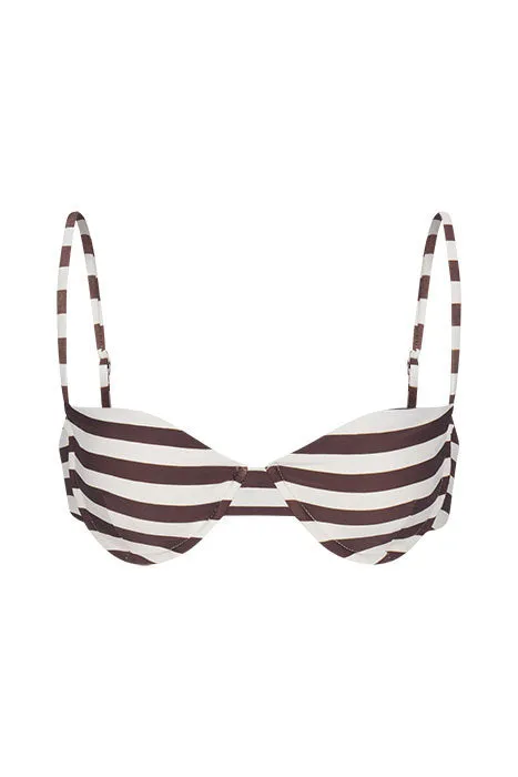 Balconette Underwire Bikini Top in Espresso Even Stripes