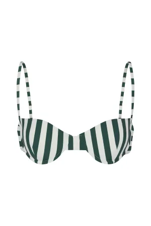 Balconette Underwire Bikini Top in Green Vertical Stripes