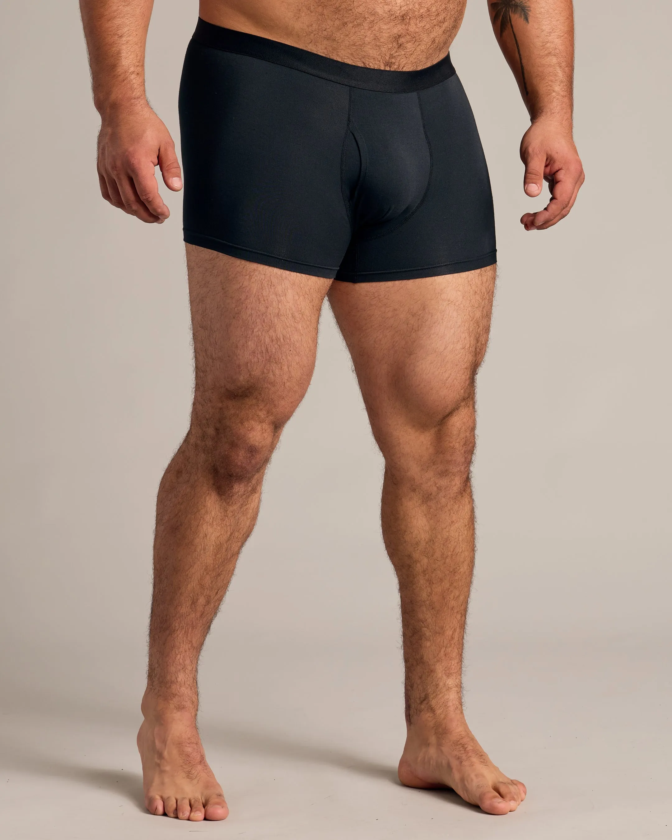 Black Boxer Trunks W/ Fly 6-Pack