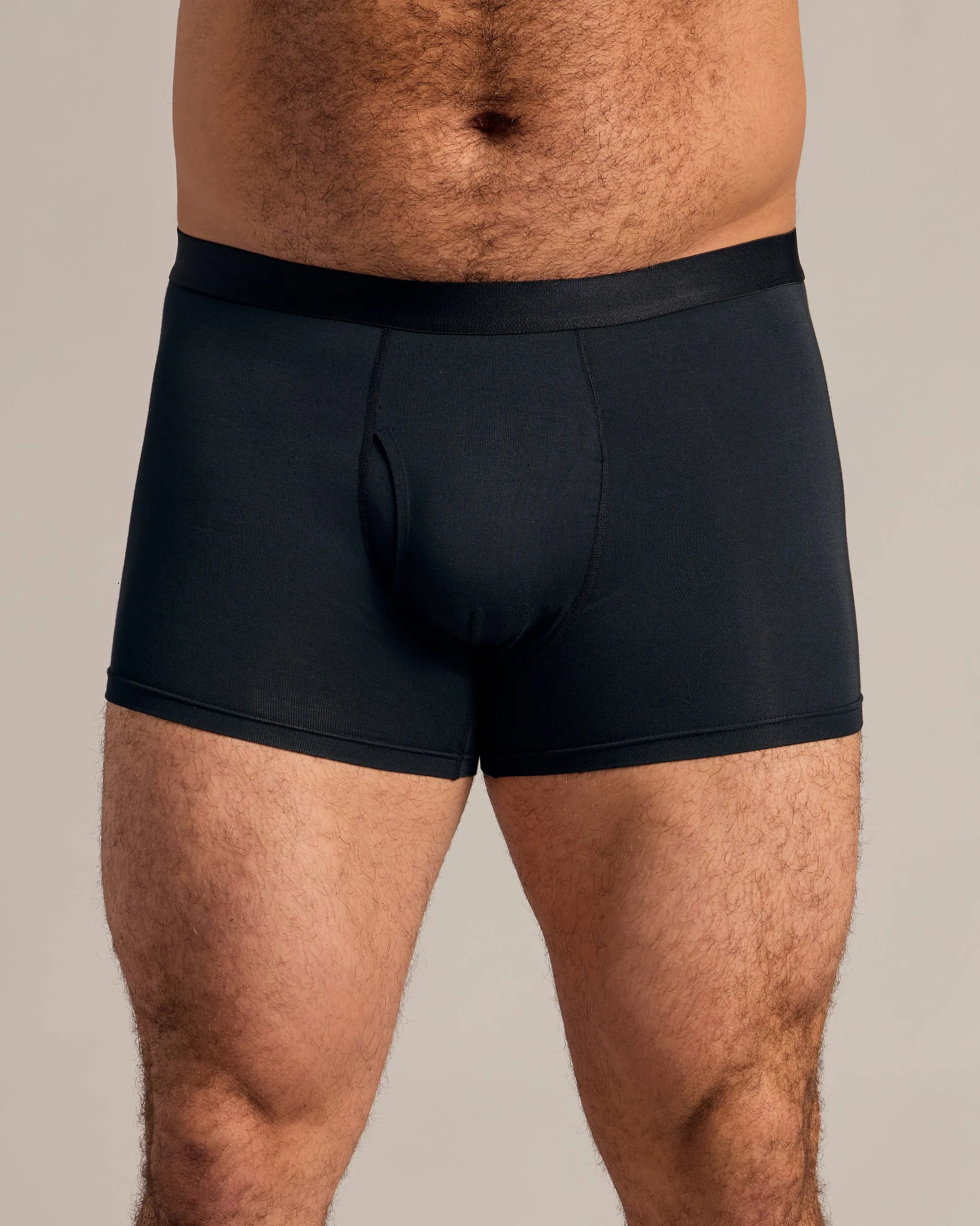 Black Boxer Trunks W/ Fly 6-Pack