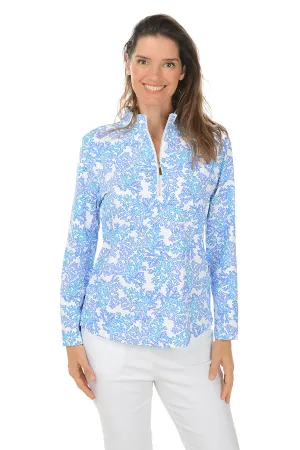 Blue Coral Mock Neck UPF50  Top