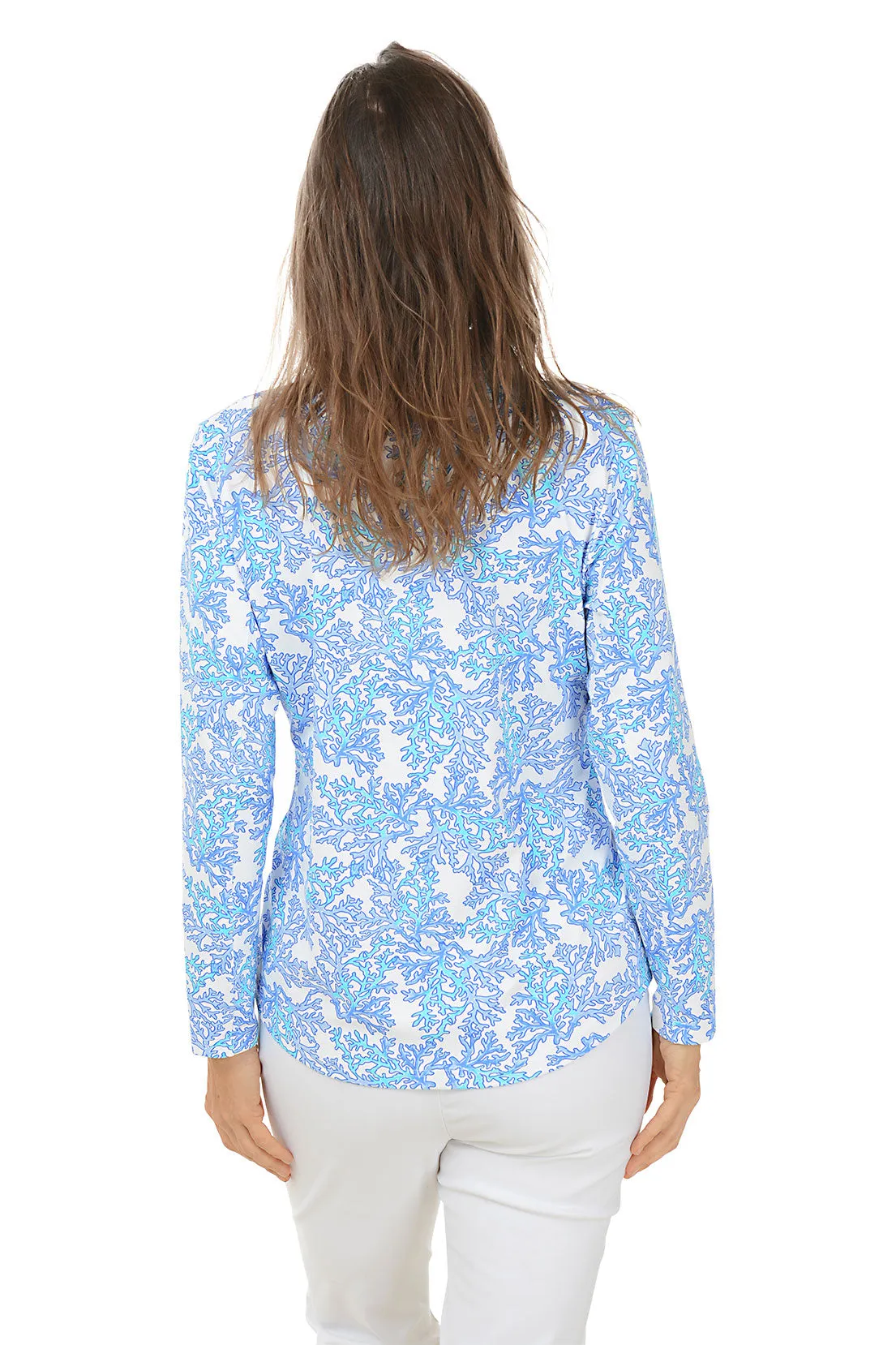 Blue Coral Mock Neck UPF50  Top