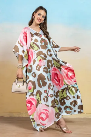 Blush Panther Soft Satin Women Dress Kaftan