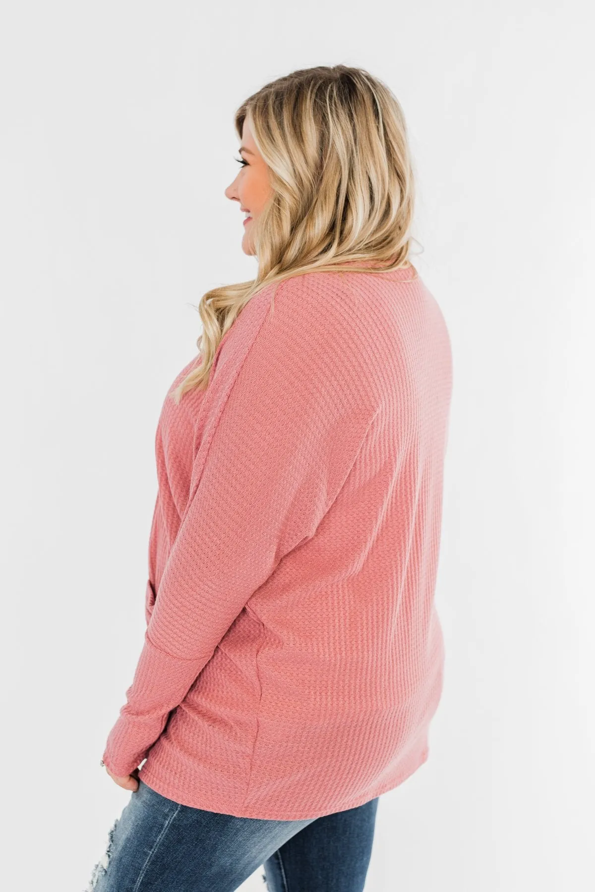 Break Free Waffle Knit Cardigan- Dusty Rose
