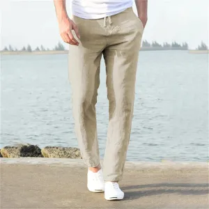 Breathable Solid Linen Trousers  Fitness & Streetwear