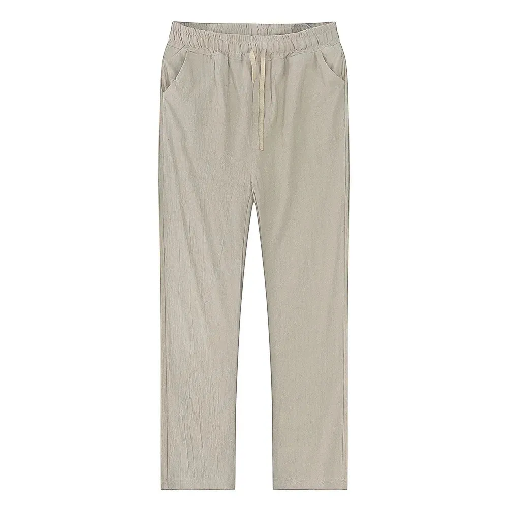 Breathable Solid Linen Trousers  Fitness & Streetwear
