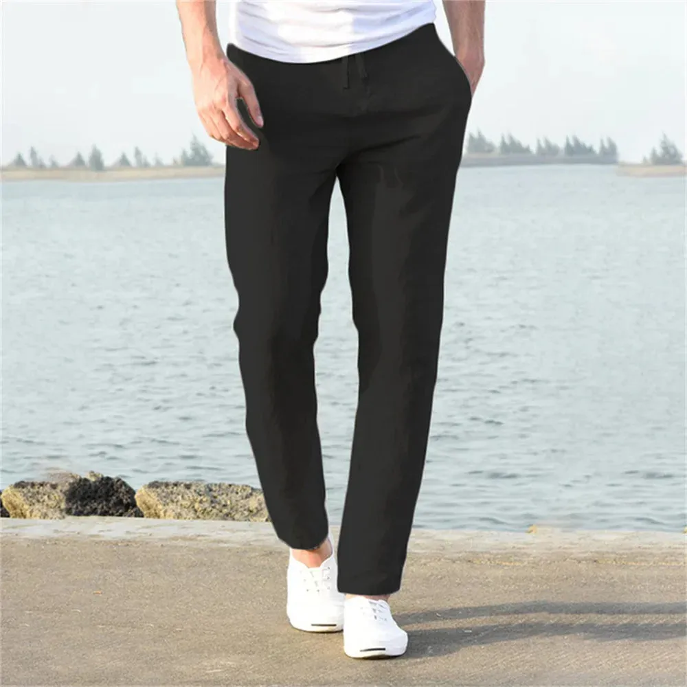 Breathable Solid Linen Trousers  Fitness & Streetwear