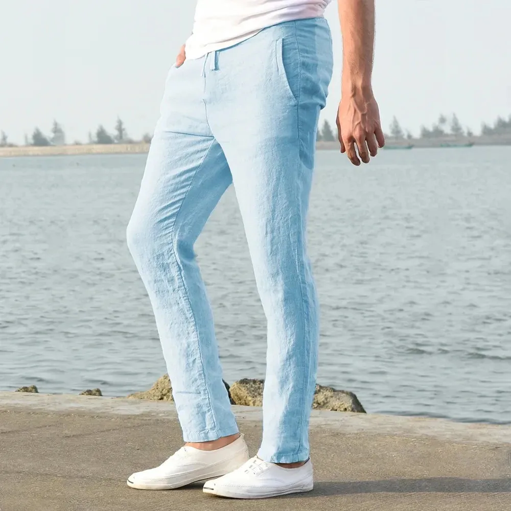 Breathable Solid Linen Trousers  Fitness & Streetwear