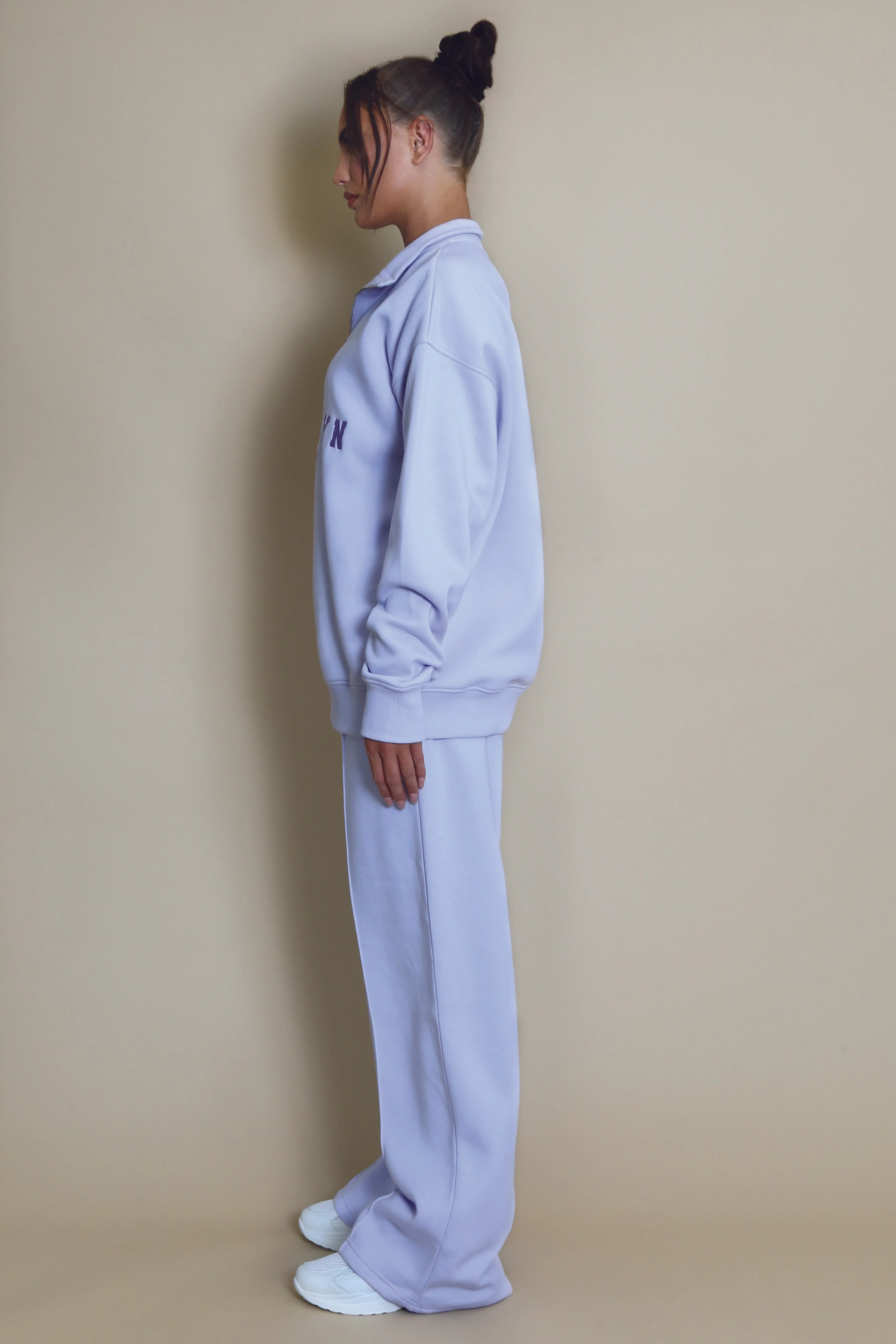 Brooklyn Half Zip Relaxed Fit Sweatshirt in Lilac