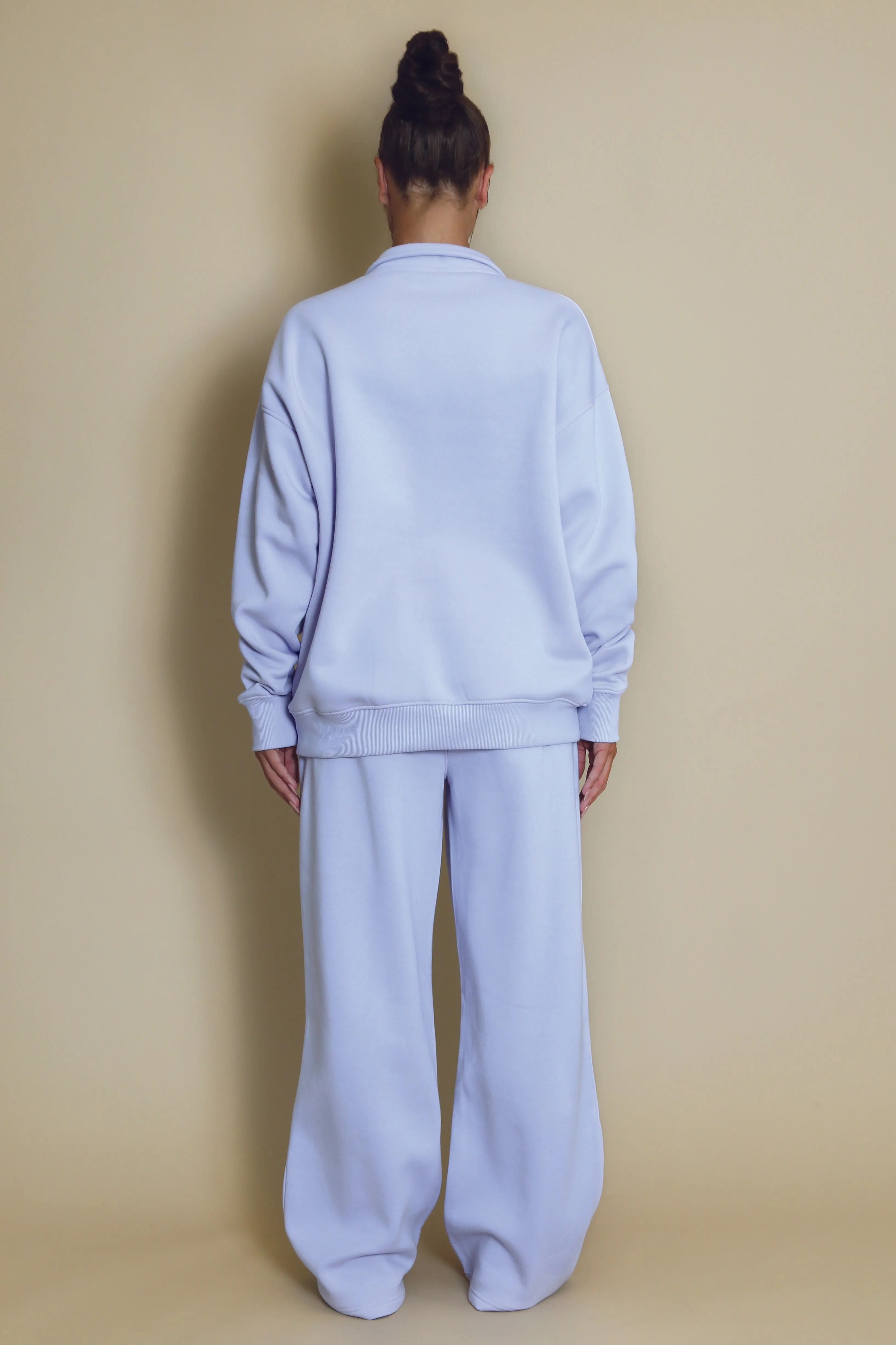 Brooklyn Half Zip Relaxed Fit Sweatshirt in Lilac