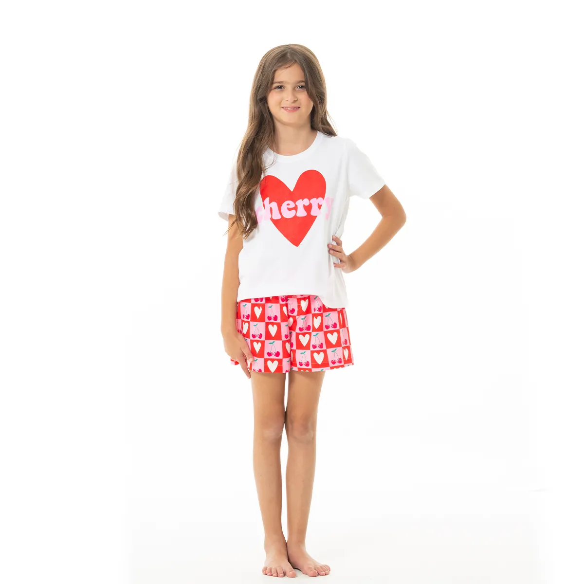 CHERRY PAJAMA SHORTS FOR GIRLS