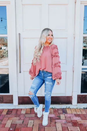 Chiffon Frills Top - Mauve  S-3X
