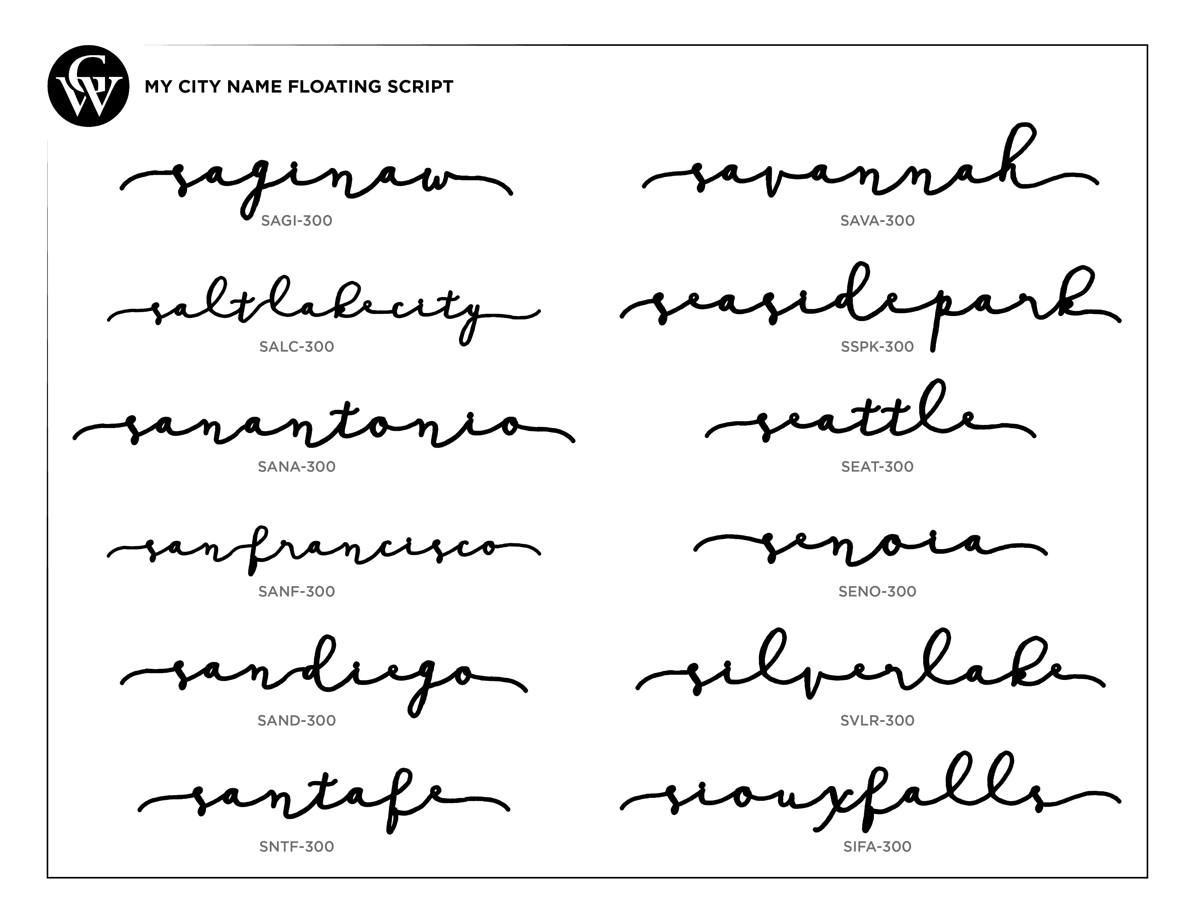 City Name Floating Script