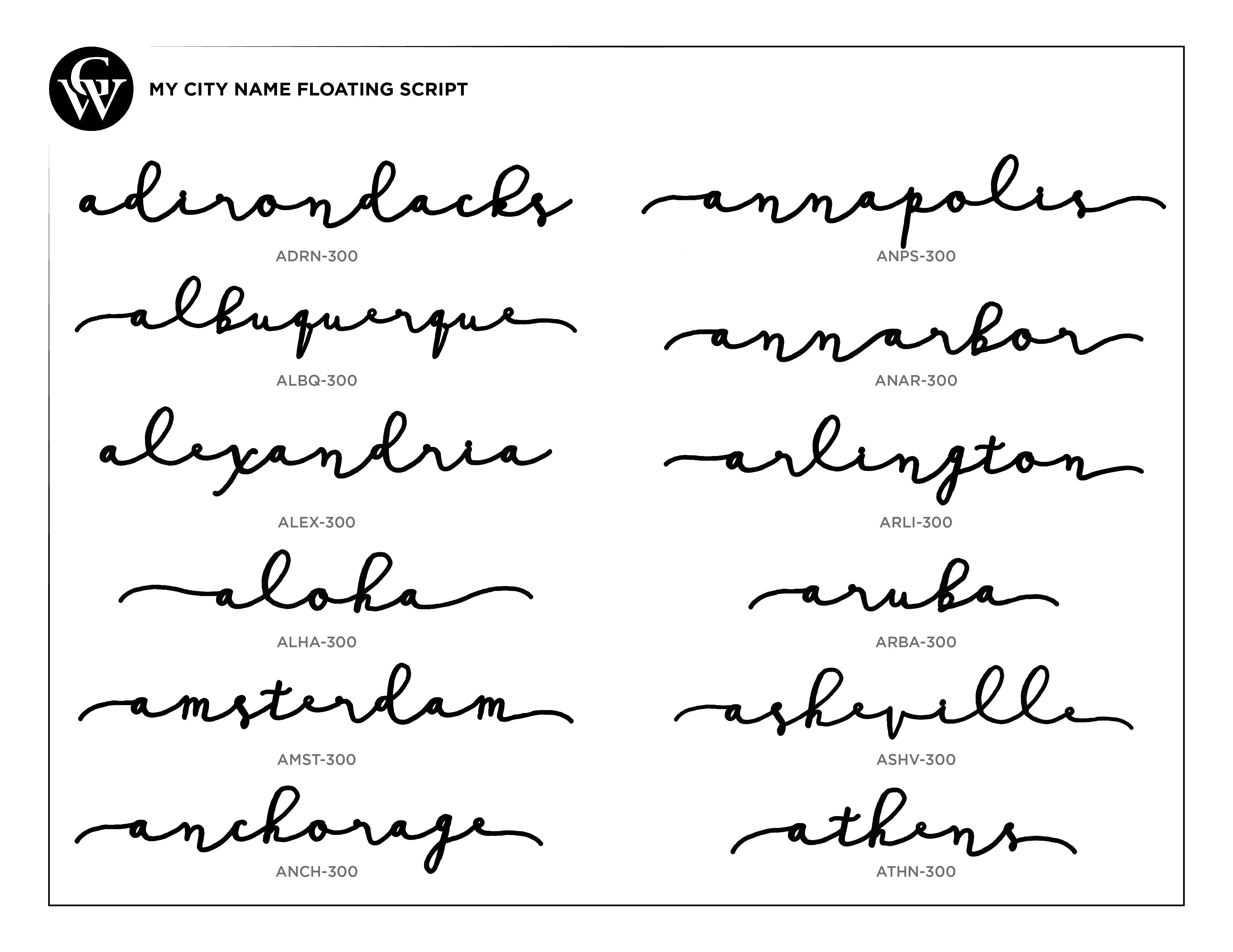 City Name Floating Script