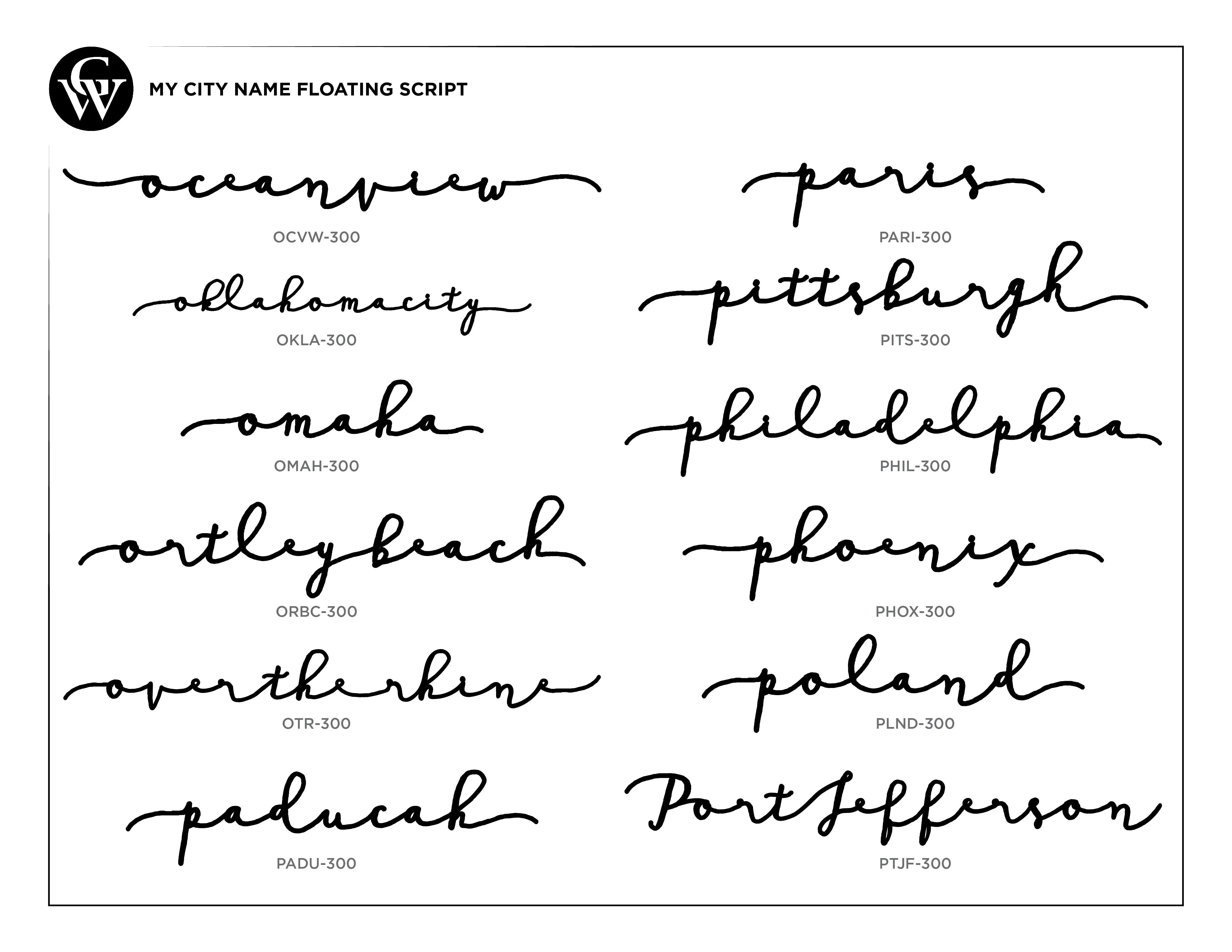 City Name Floating Script