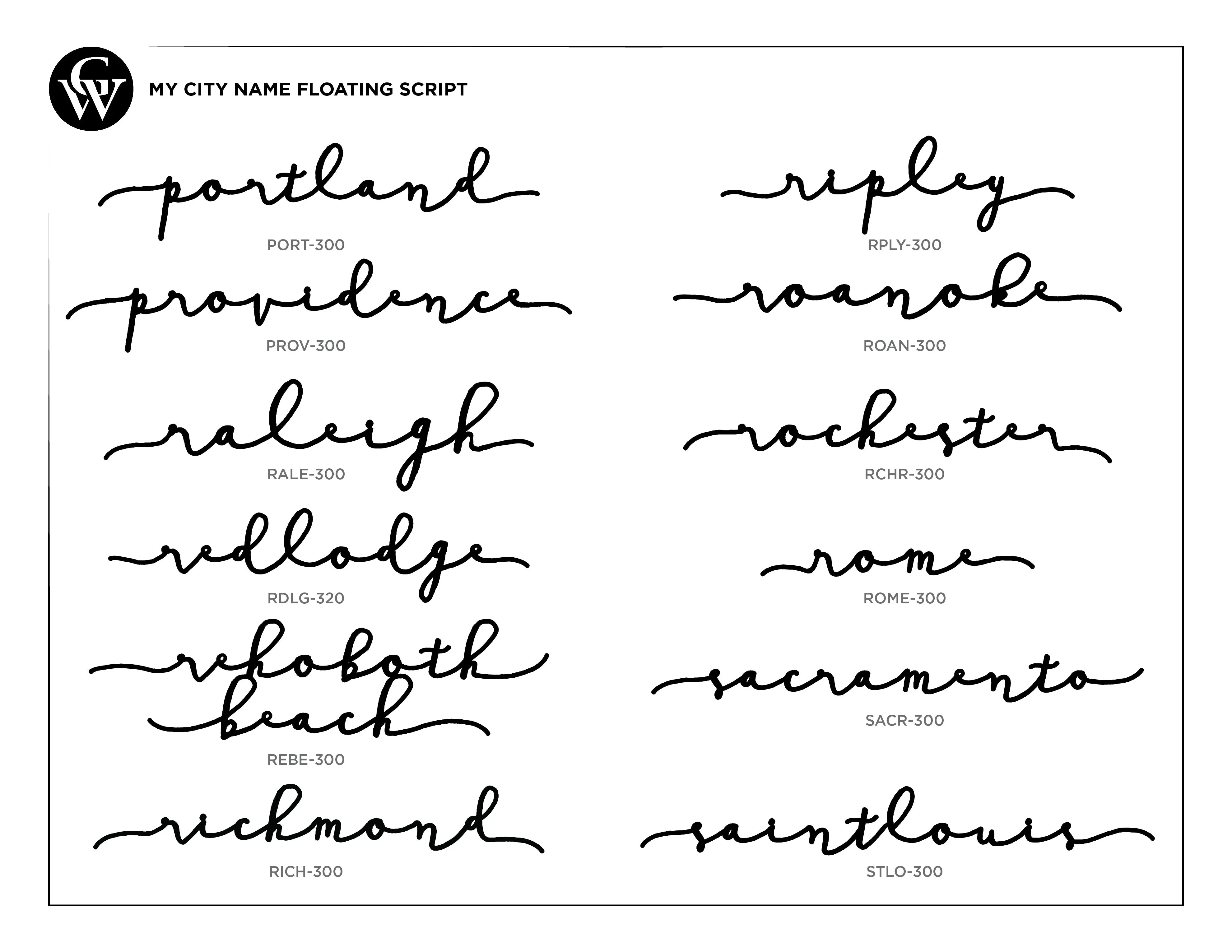 City Name Floating Script