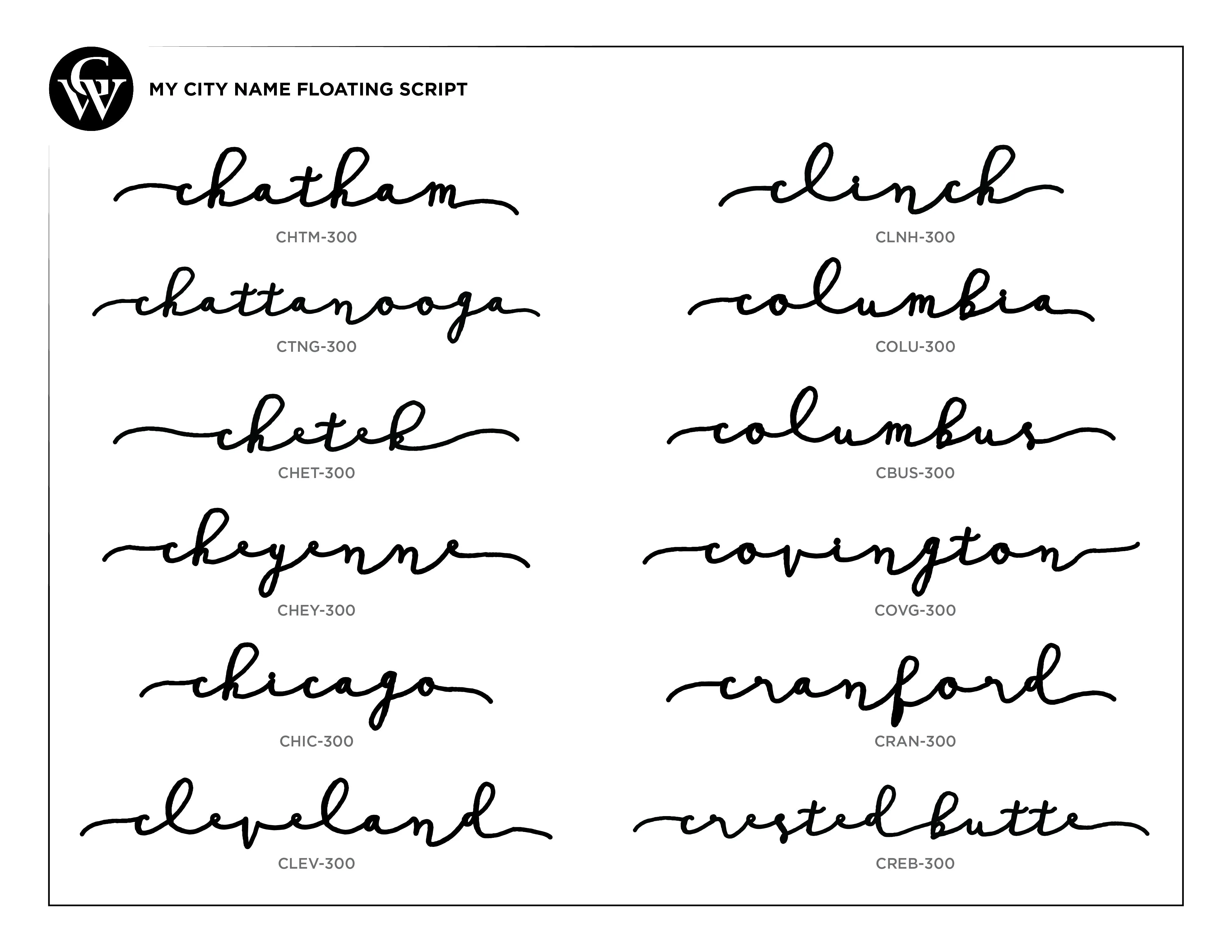 City Name Floating Script