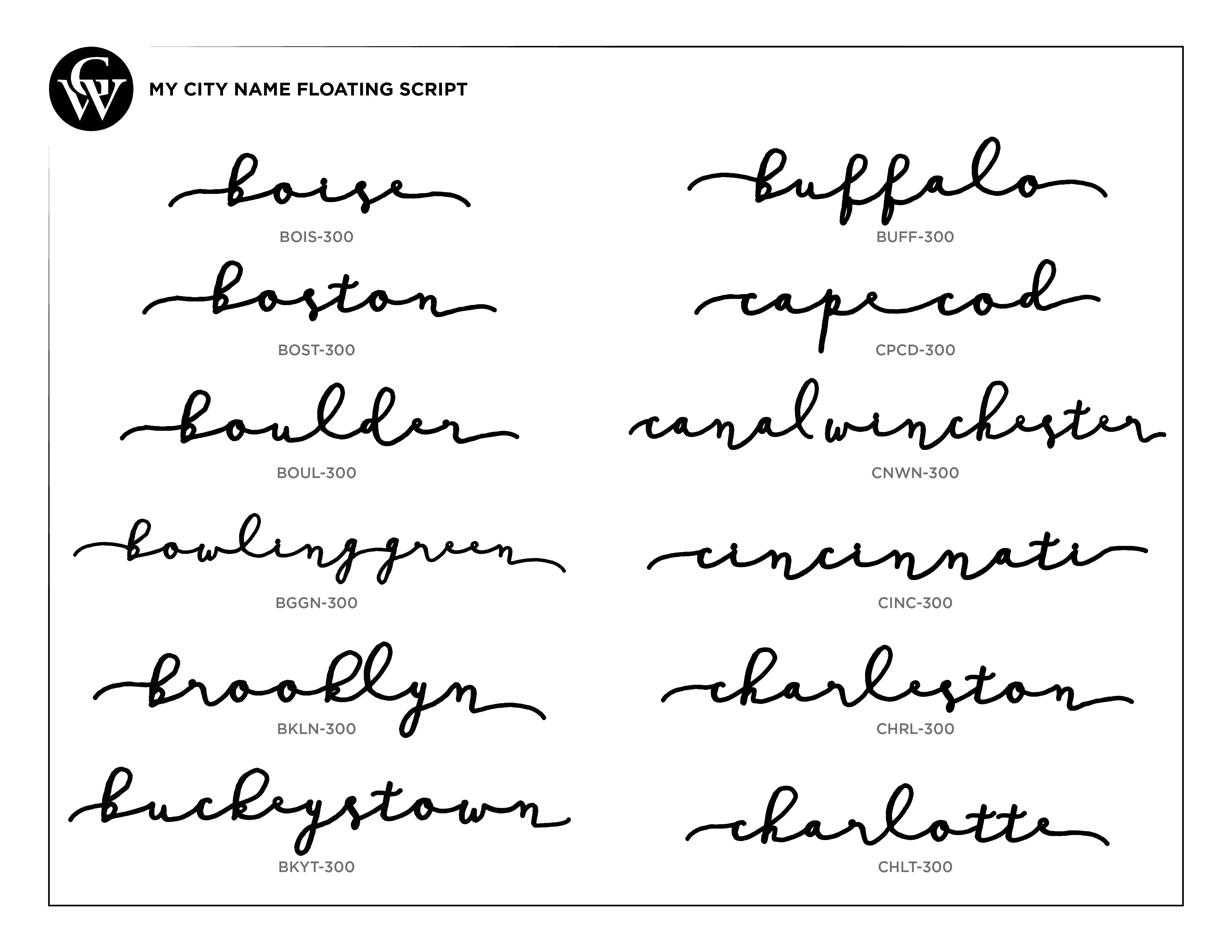 City Name Floating Script