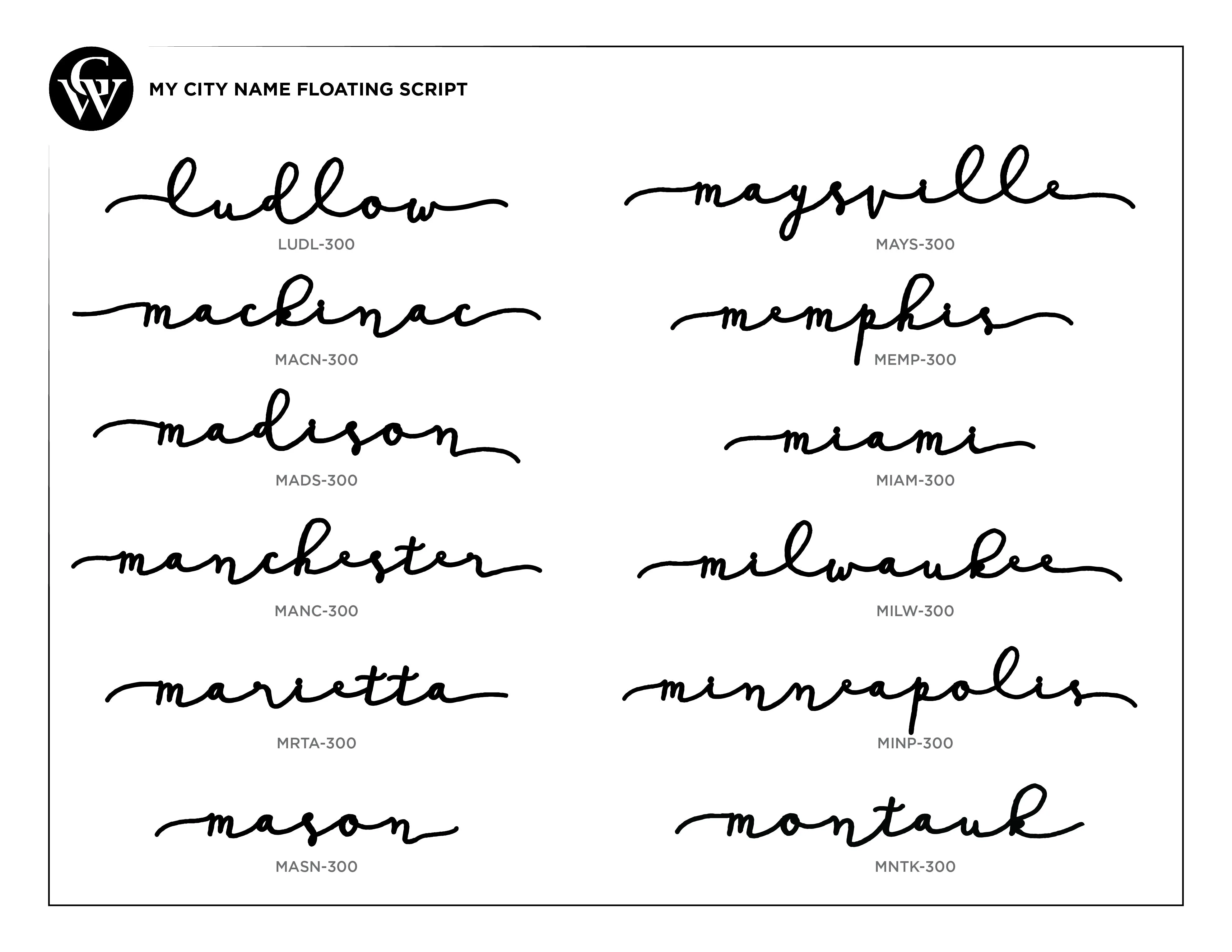 City Name Floating Script