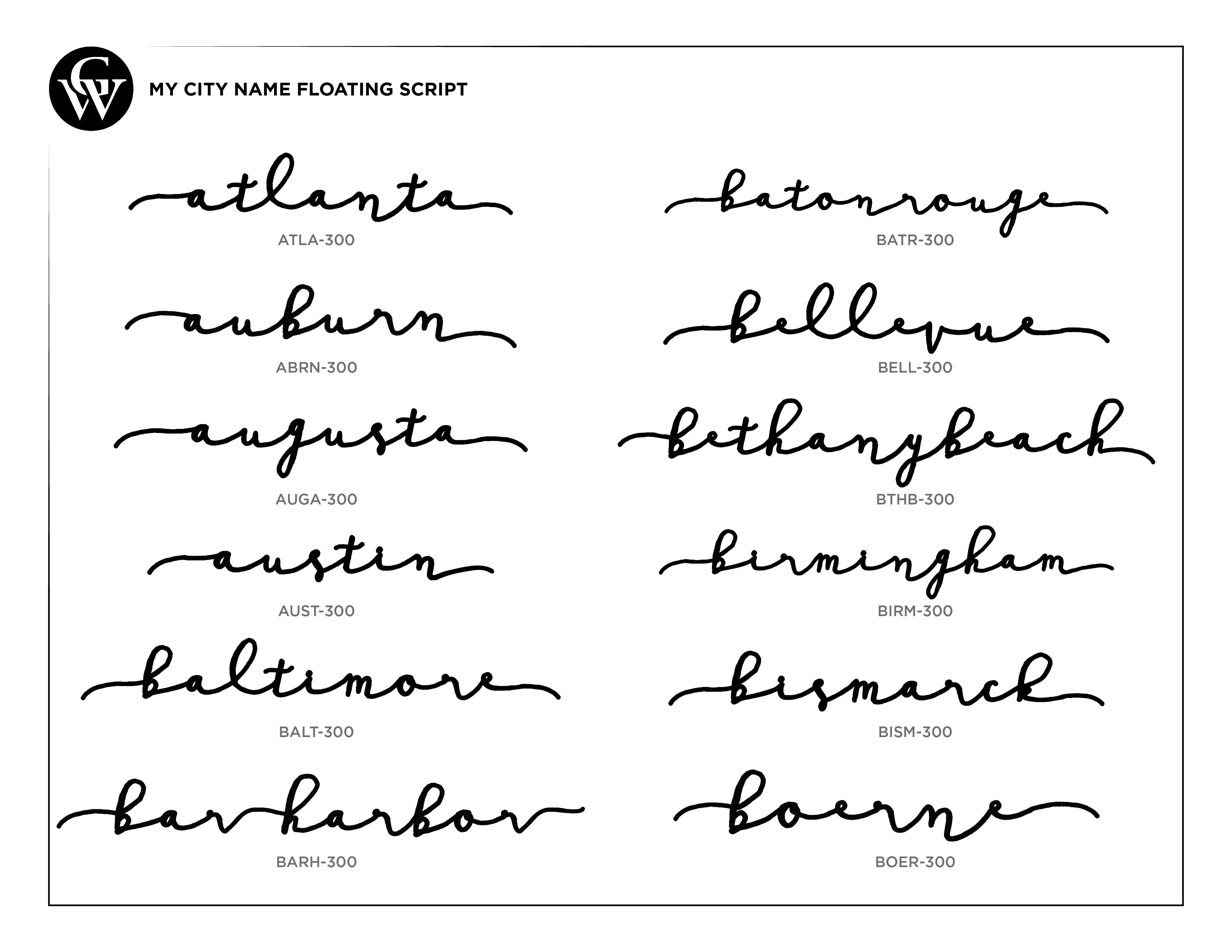 City Name Floating Script