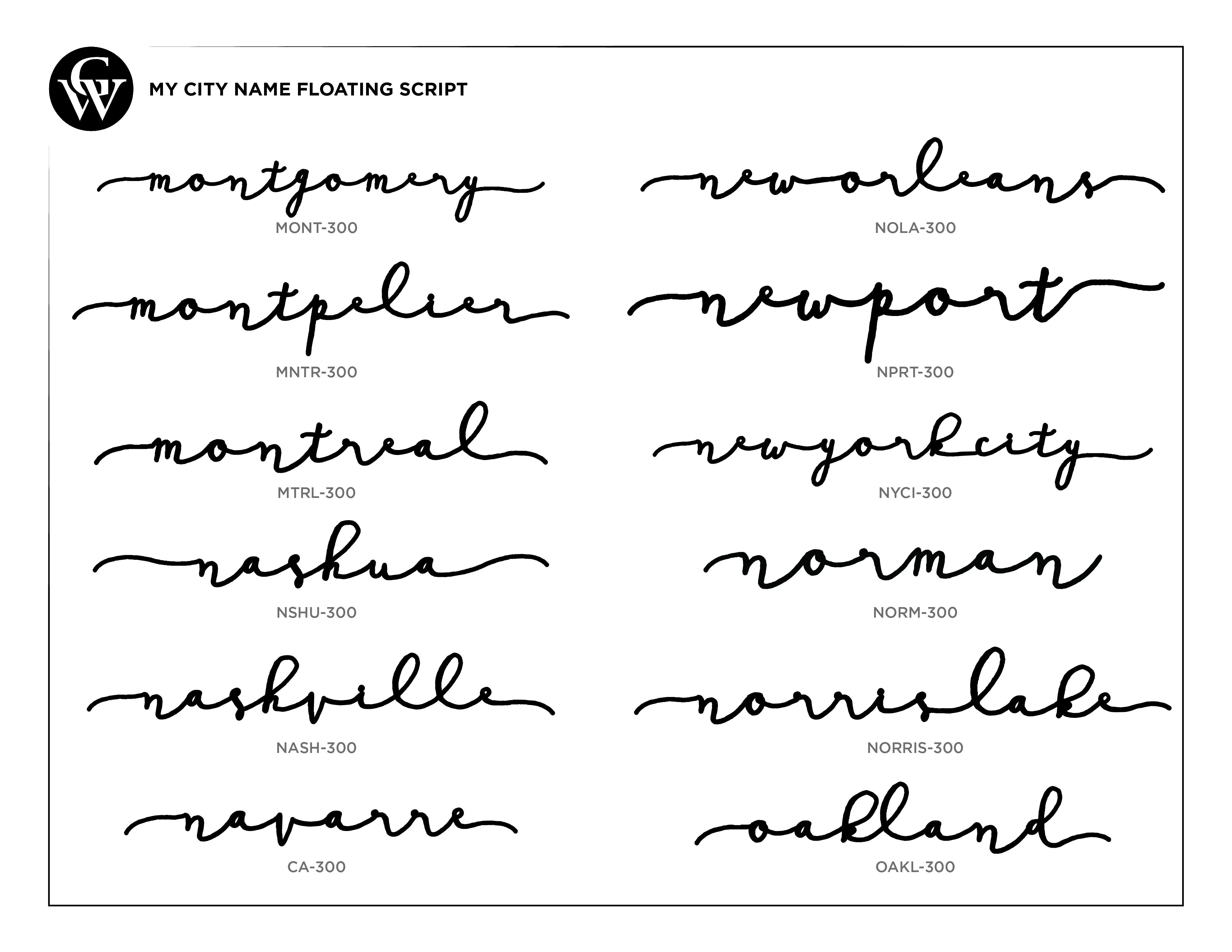 City Name Floating Script
