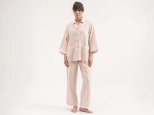 Collared Printed Flared Sleeves Night Suit