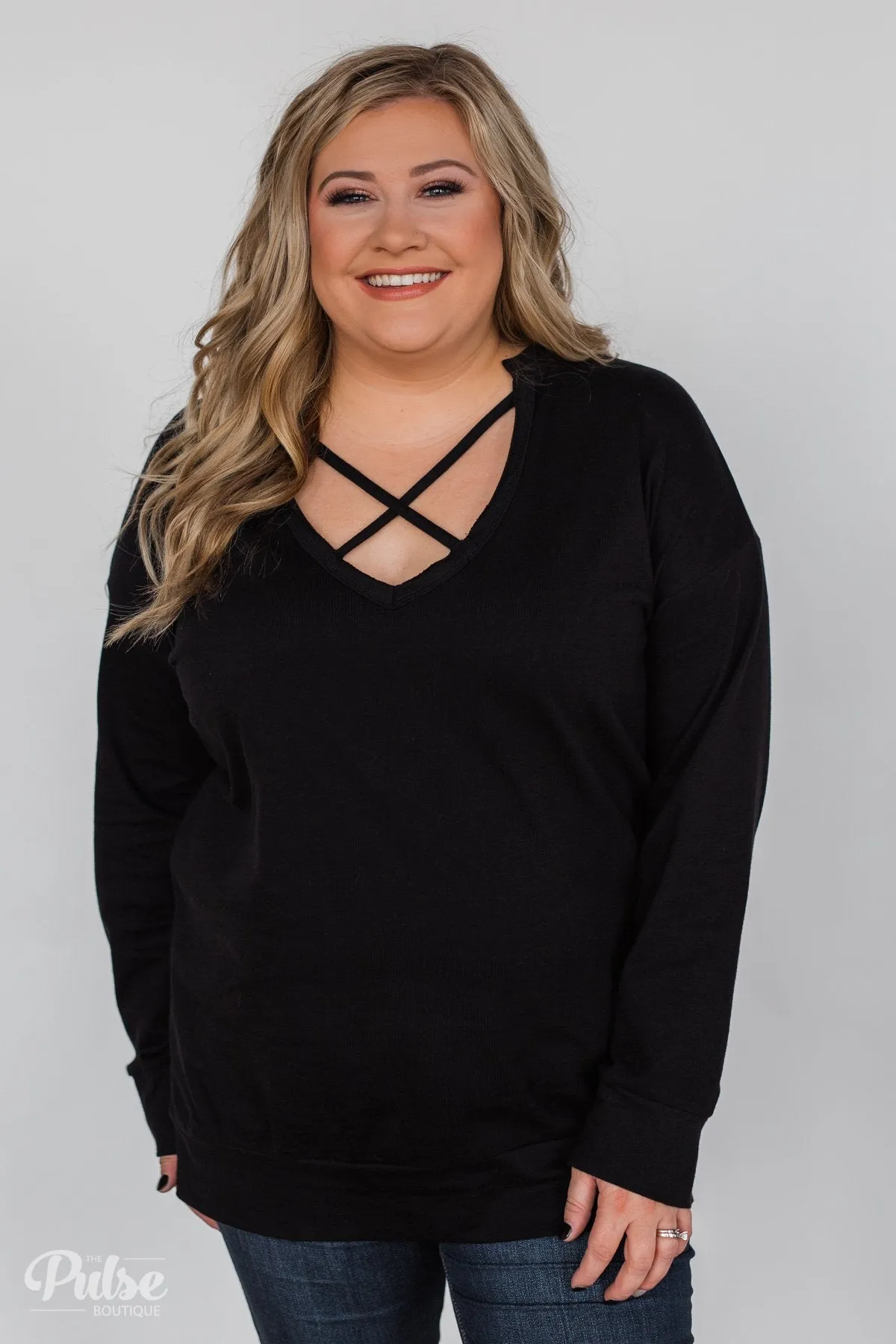 Color Pop Sweatshirt- Solid Black