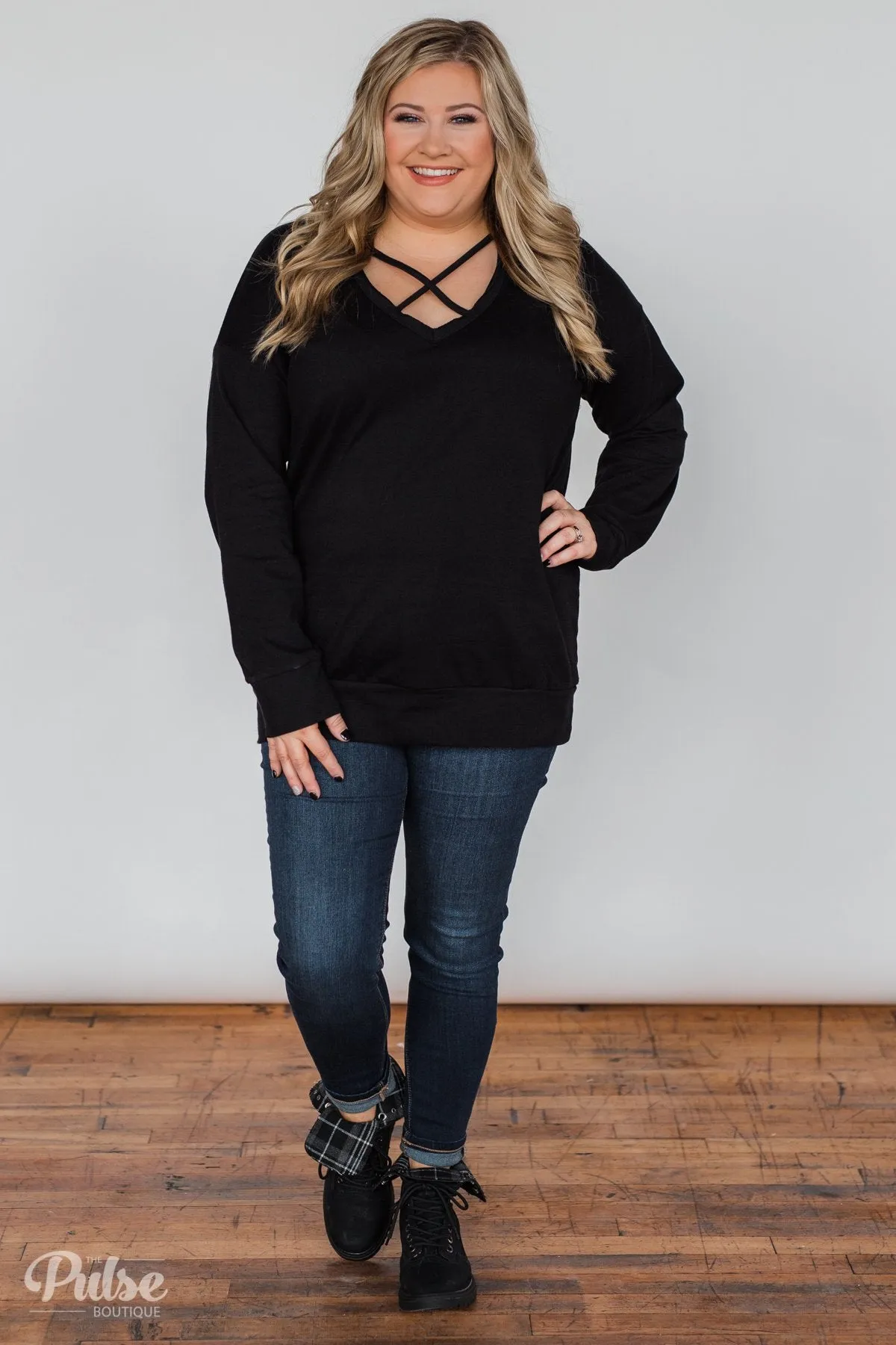 Color Pop Sweatshirt- Solid Black