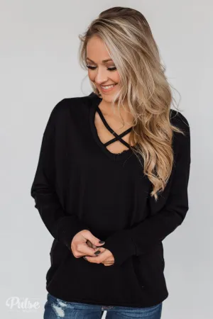 Color Pop Sweatshirt- Solid Black
